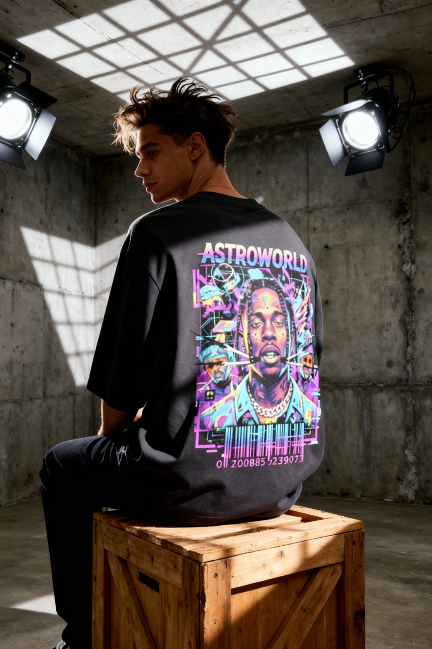 Astroworld Oversized Graphic T-Shirt – Retro Neon Hip-Hop Streetwear T Shirt
