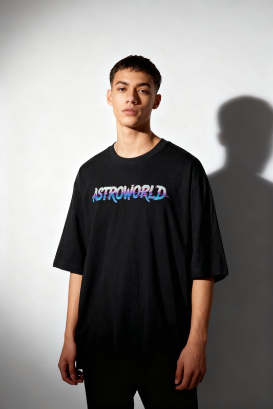 Astroworld Oversized Graphic T-Shirt – Retro Neon Hip-Hop Streetwear T Shirt