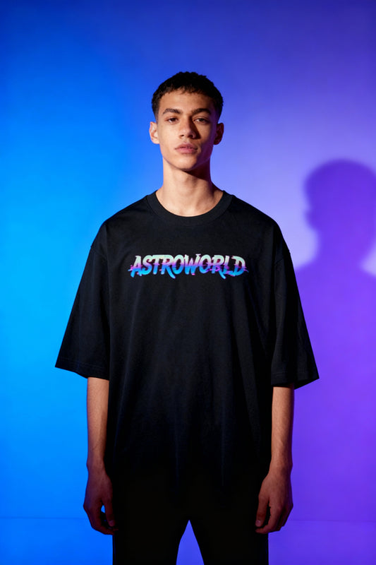 Astroworld Oversized Graphic T-Shirt – Retro Neon Hip-Hop Streetwear T Shirt