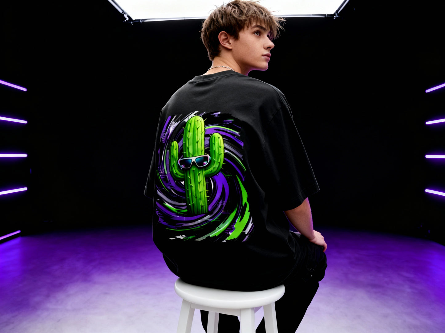 La Flame Cactus Psychedelic Tee – Streetwear Hip-Hop Style Shirt