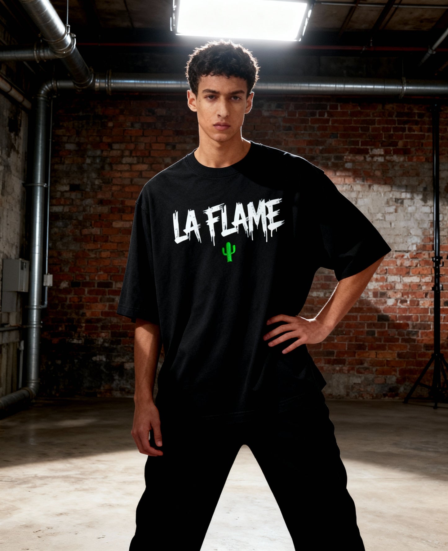 La Flame Cactus Psychedelic Tee – Streetwear Hip-Hop Style Shirt
