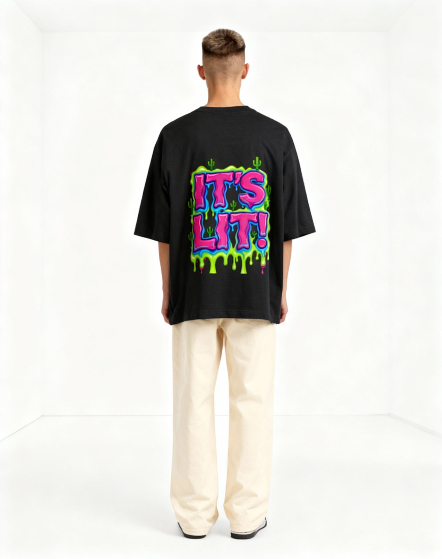 It’s Lit! Neon Drip Oversized Graphic T-shirts – Festival Energy Edition