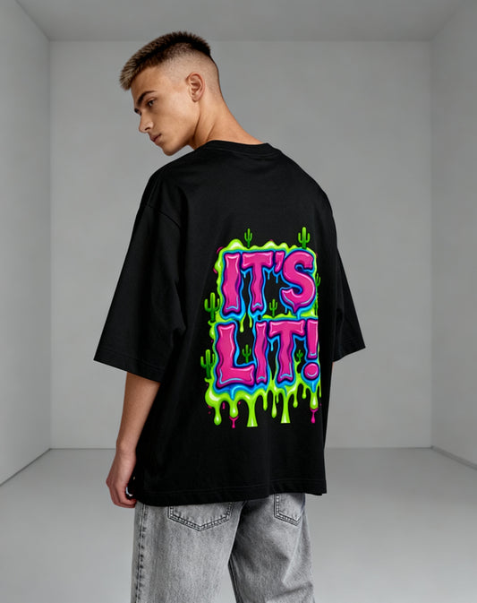 It’s Lit! Neon Drip Oversized Graphic T-shirts – Festival Energy Edition