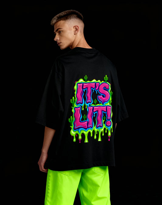 It’s Lit! Neon Drip Oversized Graphic T-shirts – Festival Energy Edition