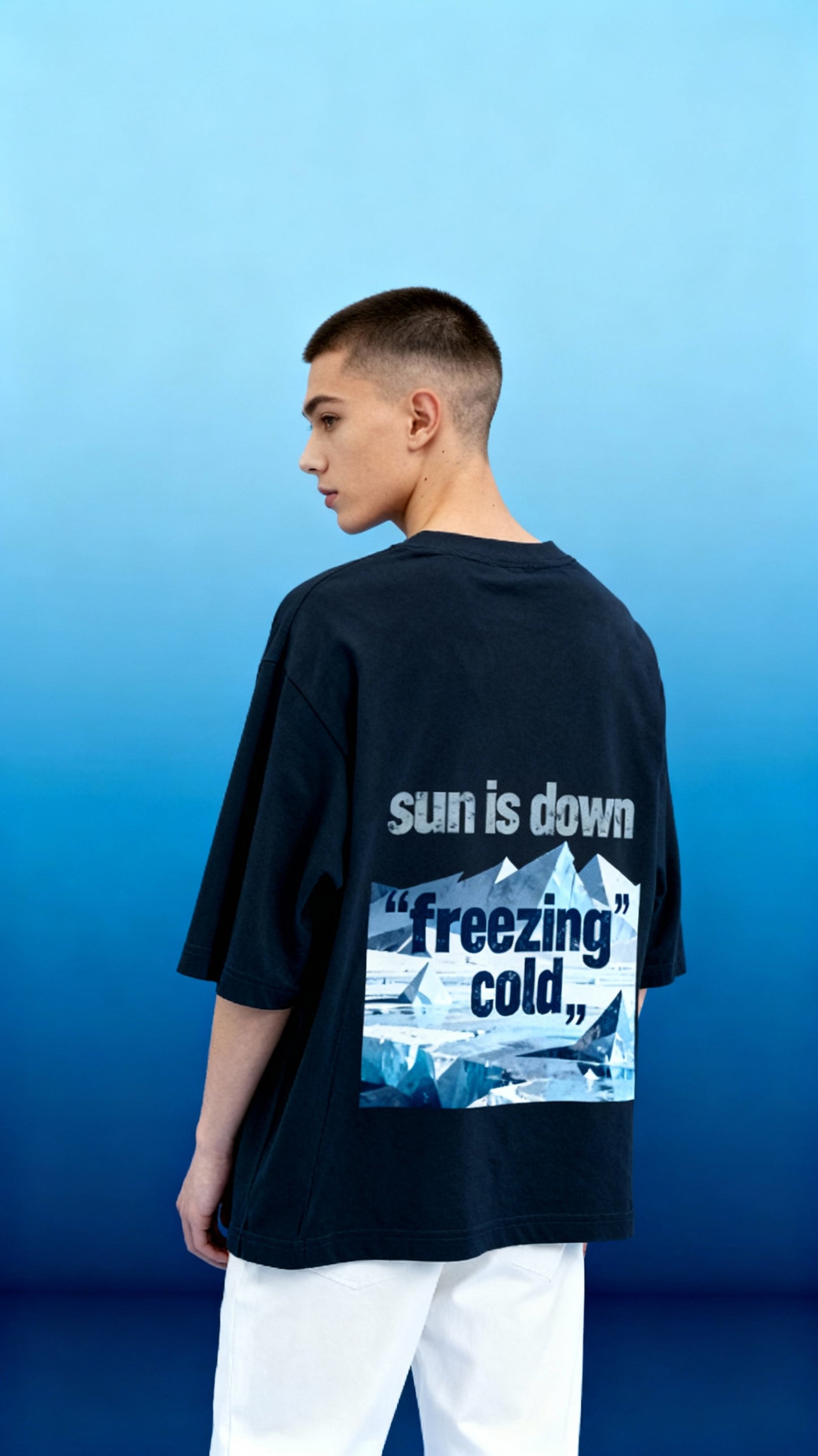 Sun is Down "Freezing Cold" Graphic Oversized Tshirt – Icy Lyric Edition