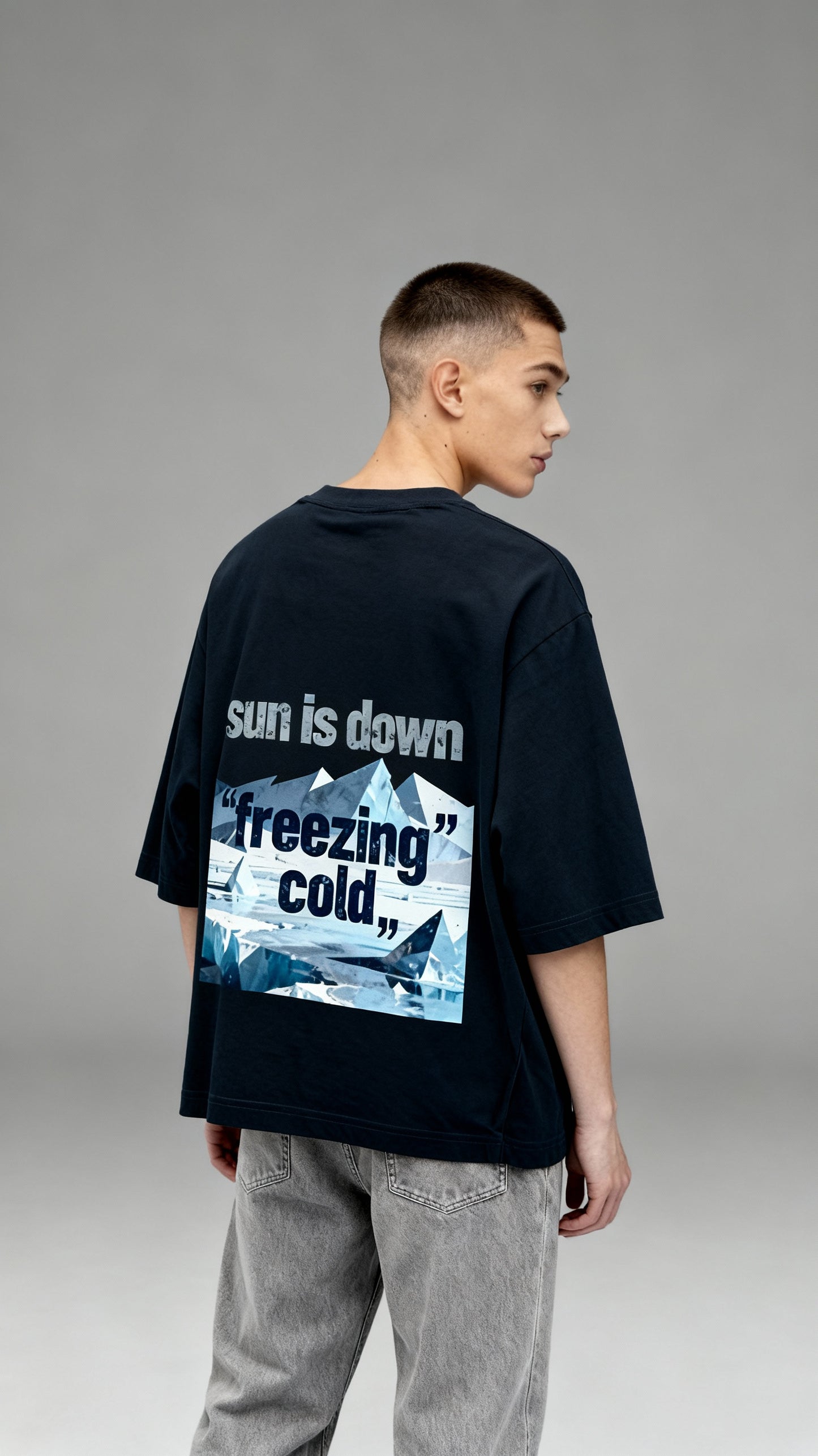 Sun is Down "Freezing Cold" Graphic Oversized Tshirt – Icy Lyric Edition
