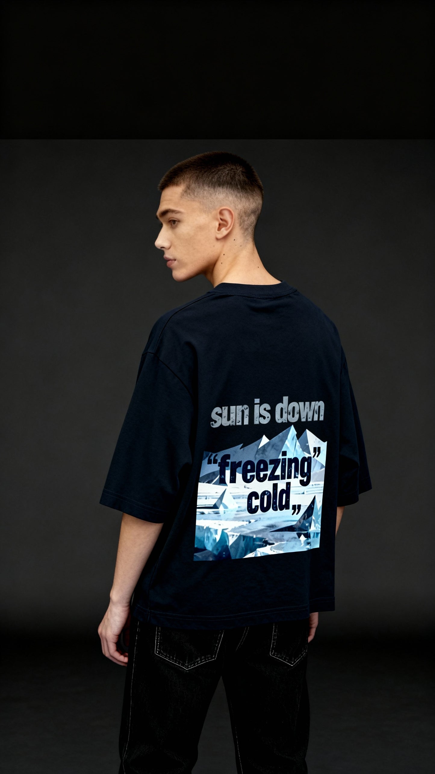 Sun is Down "Freezing Cold" Graphic Oversized Tshirt – Icy Lyric Edition