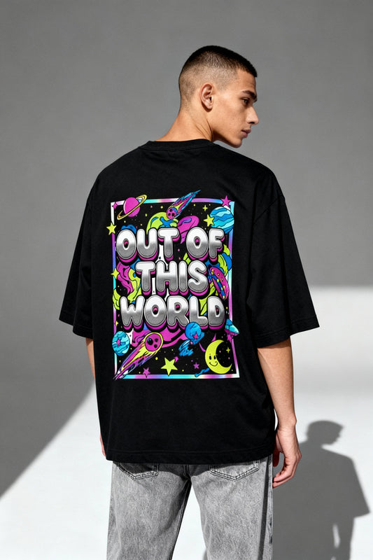 Out of This World Cosmic Neon Tee – Colorful Retro Space Aesthetic Tee