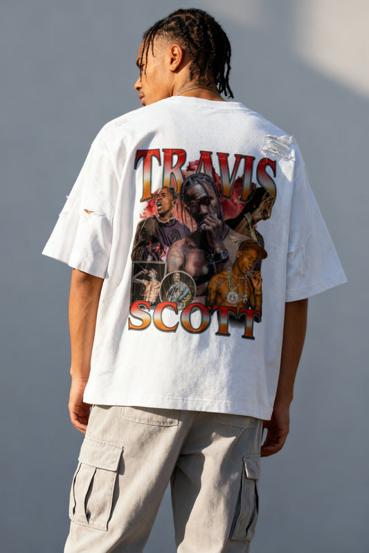 Travis Scott Collage Graphic Tee – Vintage Rap Streetwear T Shirt