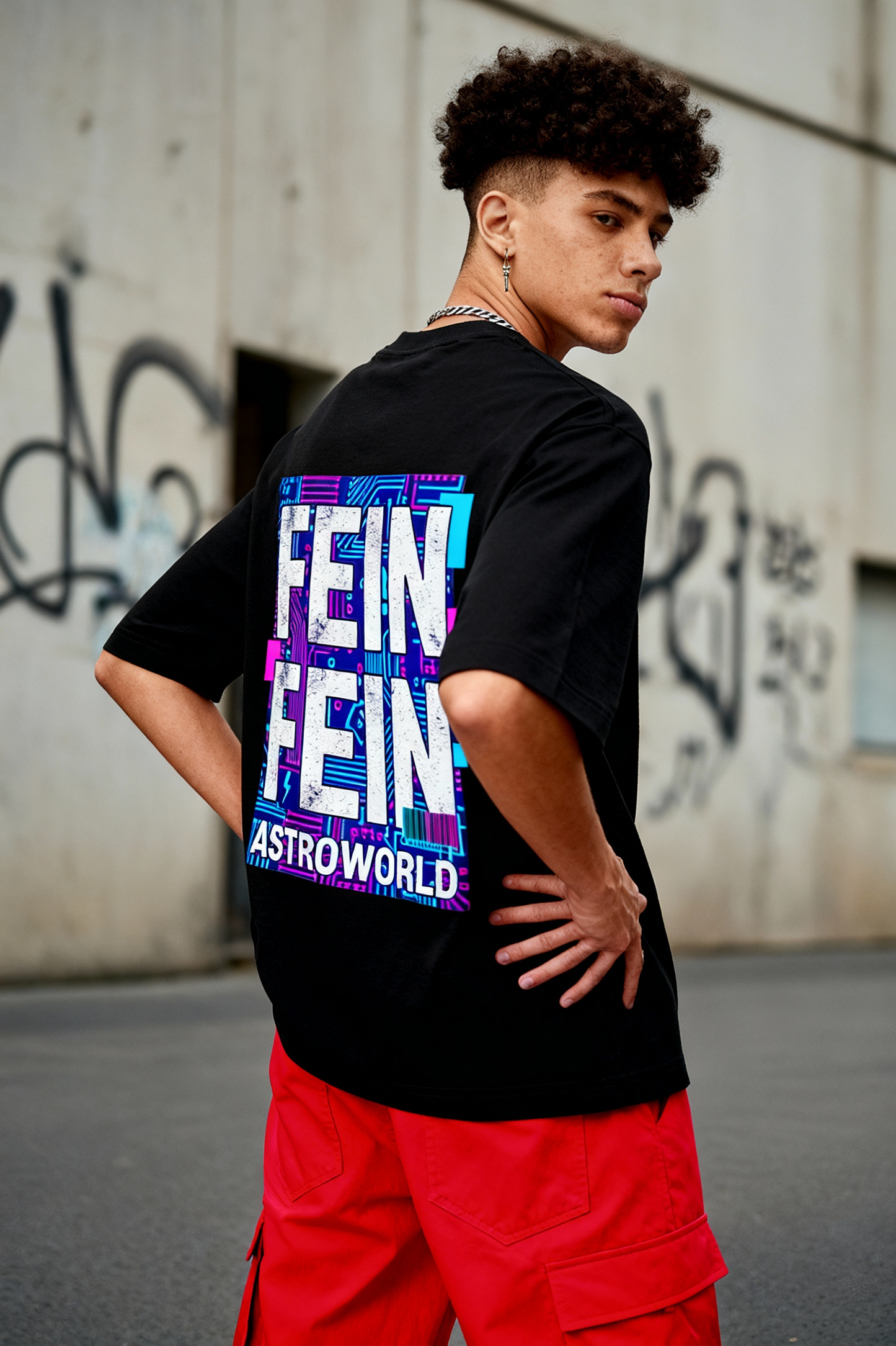 Astroworld FE!N Circuit Board Oversized Graphic Tshirt – Digital Pulse Edition